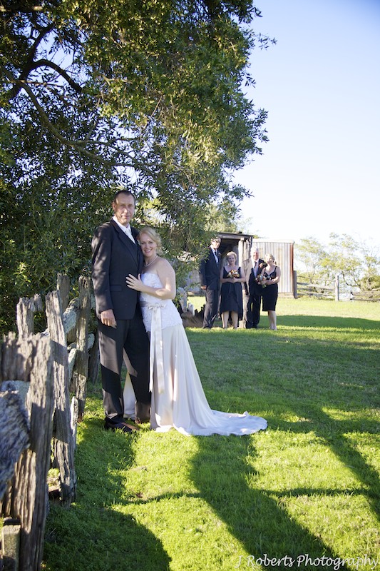 Bride and groom on farm - wedding photography sydney